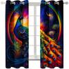 2 Stück Bunter Regen im Universum der Tiere Pfau Digital bedruckter Vorhang Wohnzimmer Vorhänge Ösenvorhänge Fenster