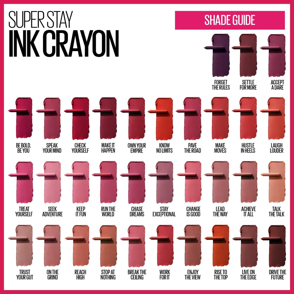 Maybelline SuperStay Ink Crayon Matte Longwear Lipstick Achieve It All 155 1.1 g Pack