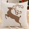 Embroidery Throw Pillow Cover Christmas Decoration Canvas Christmas Tree Reindeer Snowflake Winter Farmhouse Home Sofa