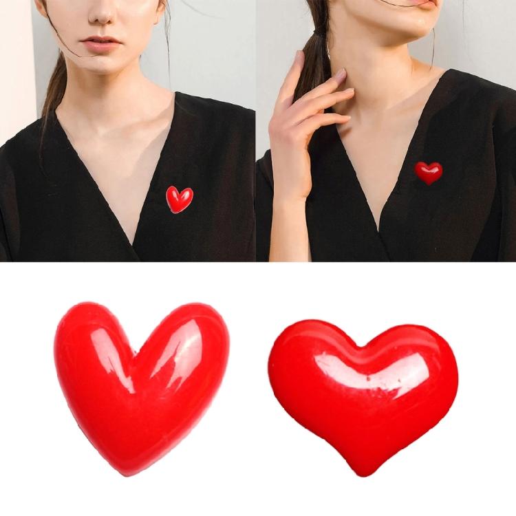Red Heart Shape Enamel Pins Sweater Shawl Pins Heart Shape Lapel Pins for Shawls