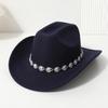 Western cowboy top hat three-dimensional colored gemstone flower small round bead inlaid felt hat outing party jazz hat