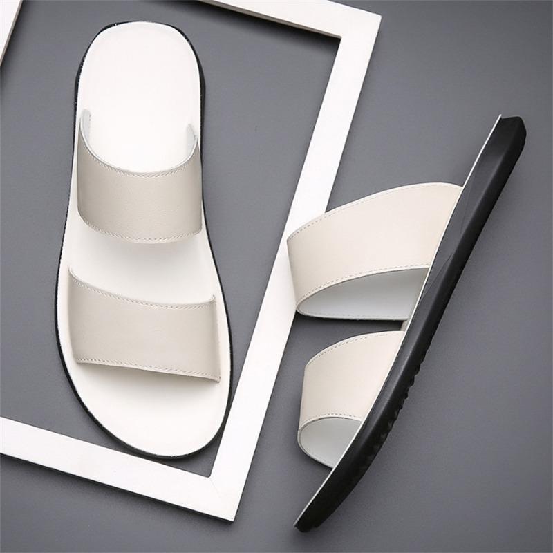 Designer Slippers for Men Summer New Casual Slipper High Quality Leather Slipper Outdoor Non Slip Flat Slippers Men Beach Slides