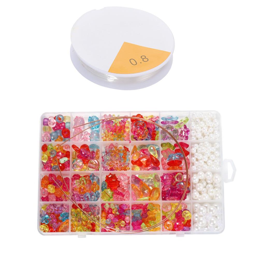 1Set Colorful Acrylic Loose Spacer Beads Crafts for DIY Cute Friendship Bracelet Necklace Jewelry Making Accessories Kits