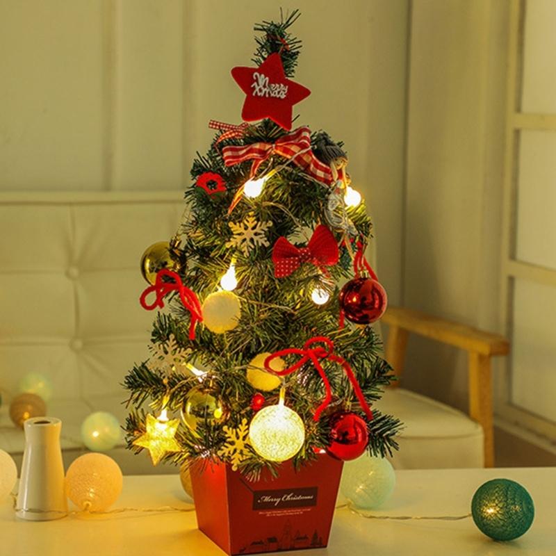 1Pcs Tabletop Christmas Tree with Bright LED Lights Home Decoration Accessories Stylish Holiday Present for Men Women