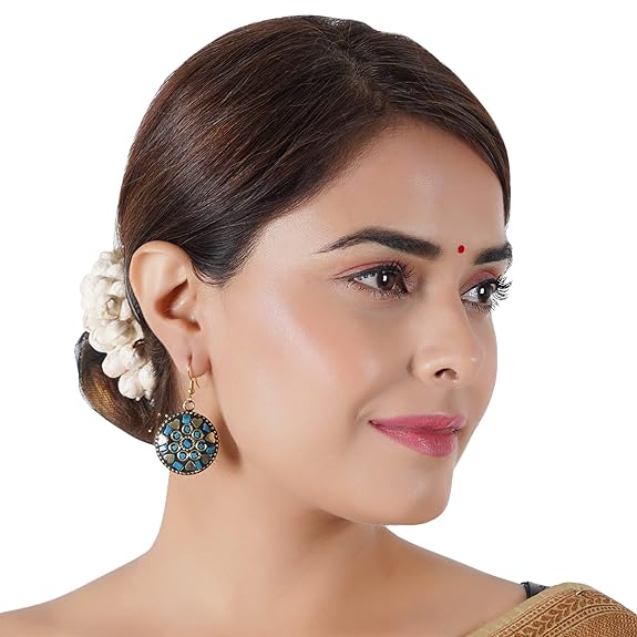 Non-precious Metal Dangling Handmade Lightweight Hook Tibetan Style Earrings for Women