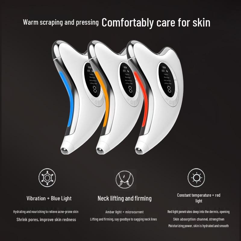 EMS Microcurrent Gua Sha Facial Massager: Constant Temperature Neck and Beauty Instrument белый