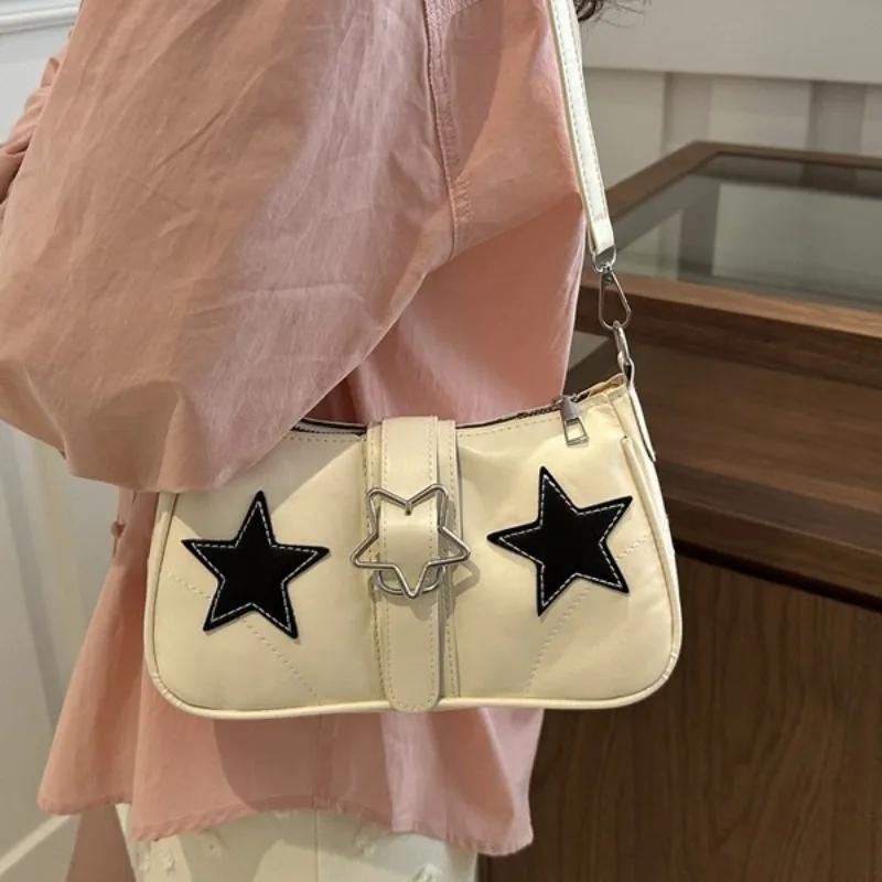 Hochwertige Unterarmtasche für Damen, neue trendige Kontrastfarbe, Sterndesign, Nischenmode, vielseitige, lässige Umhängetasche
