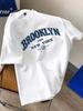 Men's Summer 100% Cotton Fashion Casual Loose Brooklyn&New York Letter Printed Round Neck Short Sleeve T-shirt Top
