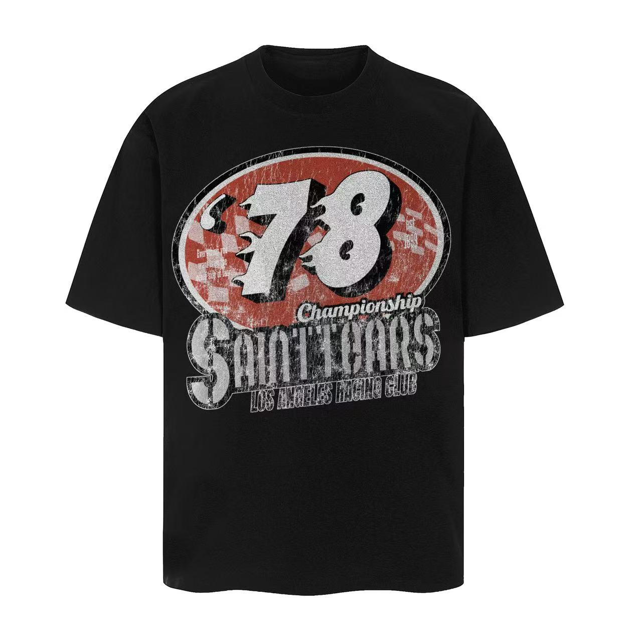 

American Saint Michael Vintage Loose Plus-size Casual Sports Fitness T-shirt for Men and Women Short Sleeves for Couples XXXL