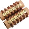 JMXD 12 Zodiac Genuine Leather Pull-Cord Wax Bracelet Metal Zodiac Charm Vintage Retro Style Unisex Gift