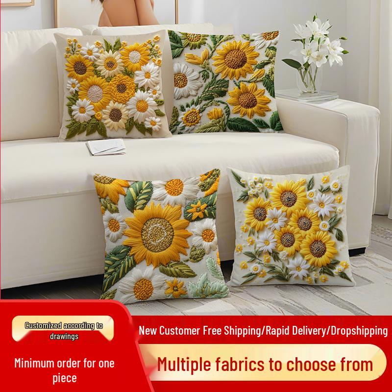 Față de pernă cu floarea-soarelui pentru primăvară și vară - Husă de pernă pentru decorarea sufrageriei, canapelei sau noptierei