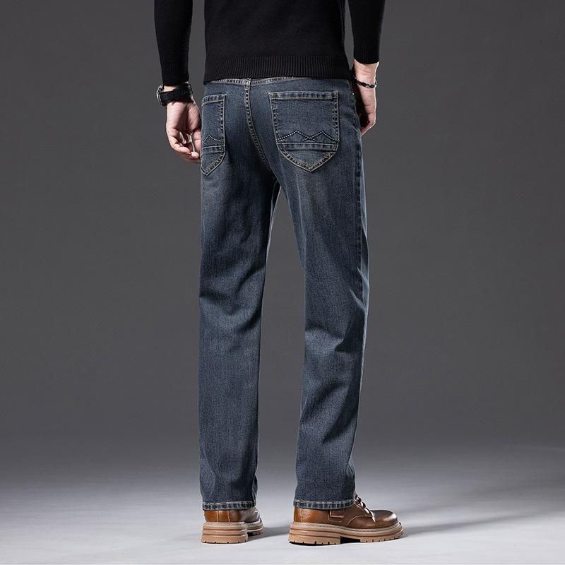 JYL Wide Straight-haired Jeans for Men, Thick, Youthful and Elastic New Daily Pants.