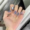 30pcs Short Ballerina False Nails Cat Eye Shining Slices French Fake Nails Polka Dots Checkered Golden Butterfly Press On Nails