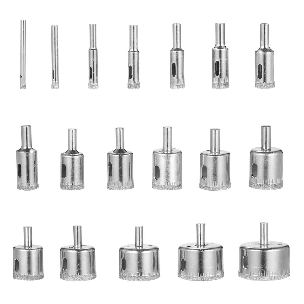 18 Pièces Forets Diamantés pour Céramique, Kit de Scies Cloches Diamantées 0.2in~2in