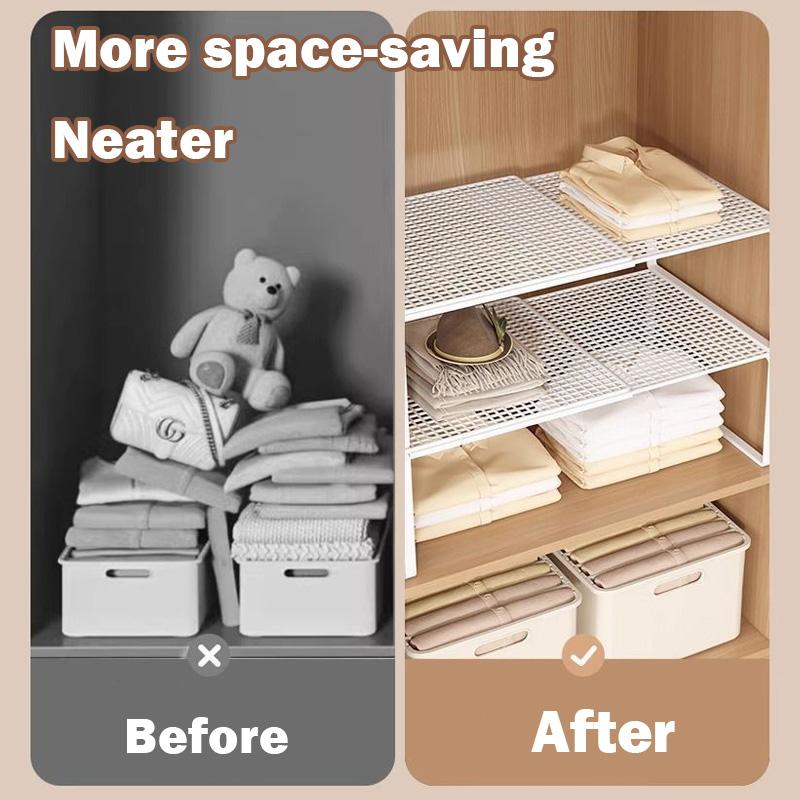 1pc Wardrobe Scalable Layered Partition Board Stackable Large-capacity Shelf Shoe Cabinet Sorting Board Wardrobe Organizer