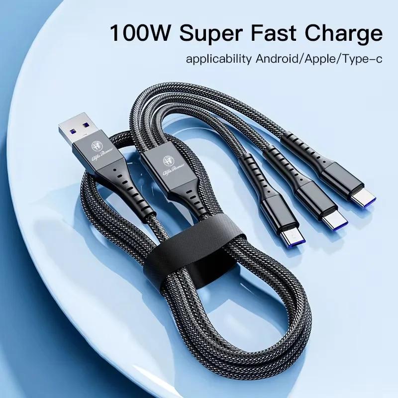 Hub Caps Car Interior Charger 3 In 1 Charging Cable Auto Accessories For Alfa Romeo Giulietta Mito 159 Giulia Stelvio 156 147 ToOZ2