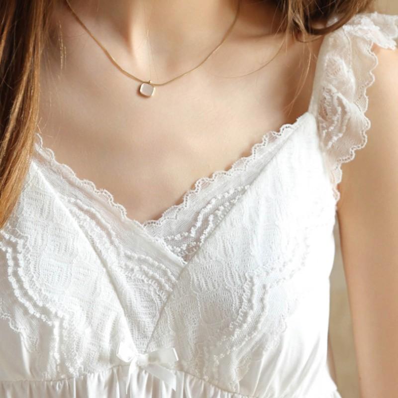 Sommer süße Mädchen mit Brust Pad Rock Pyjamas Französisch Spitze Slip Nachthemd