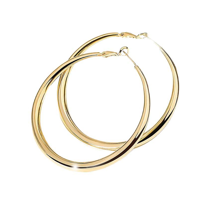 Vintage Gold-Plated Geometric Hoop Earrings in European and American Style