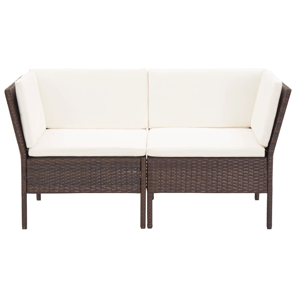 8 Piece Garden Lounge Set with Cushions Brown Poly Rattan