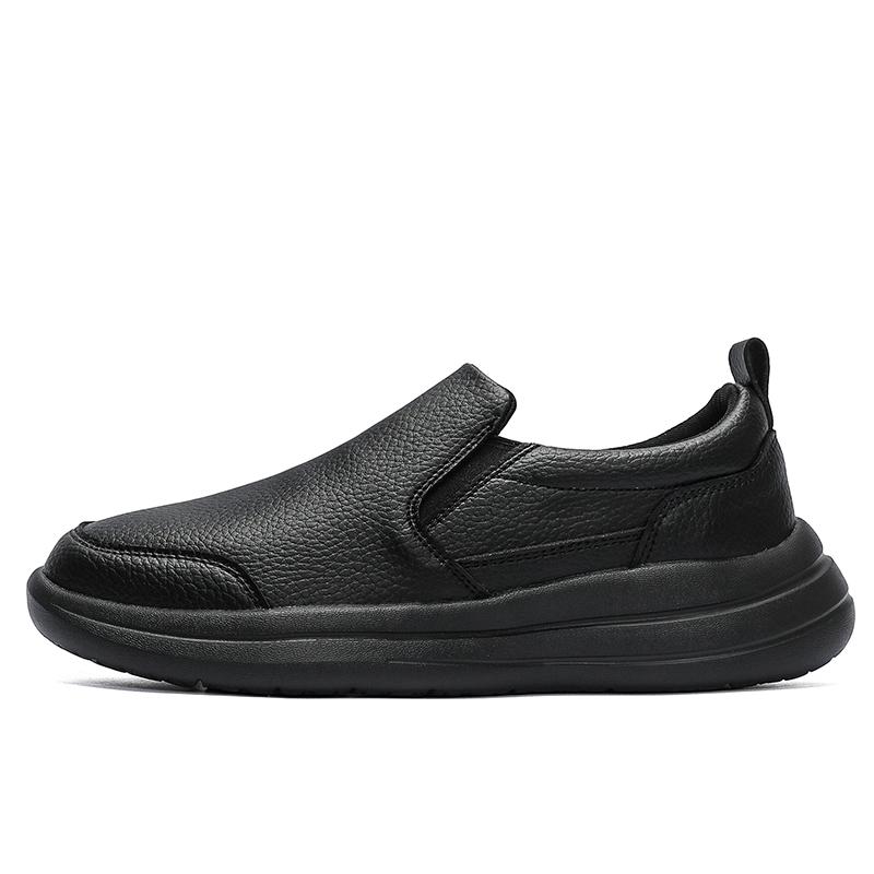 Men's Slip On Leather Sneakers Comfort Casual Sports Shoes Walking Waterproof Black Athletic Shoes Plus Big Size 48 49 50