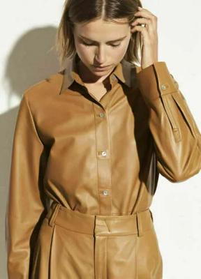 Women's Leather Shirt Real Lambskin Decent Stylish Party Elegant Casual Formal