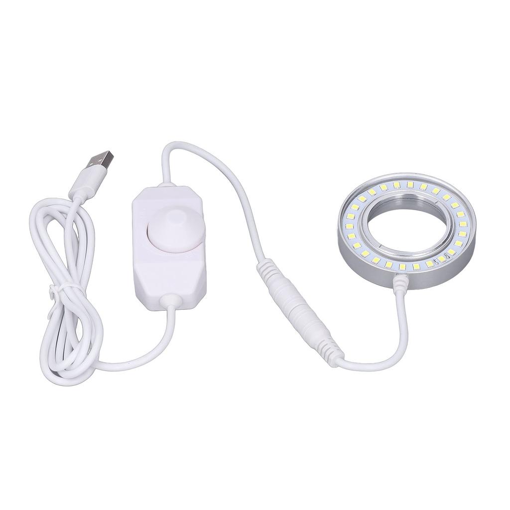 Microscope Lighting Lamp Spiral Buckle Adjustable Brightness LED Ring Light with Regulator