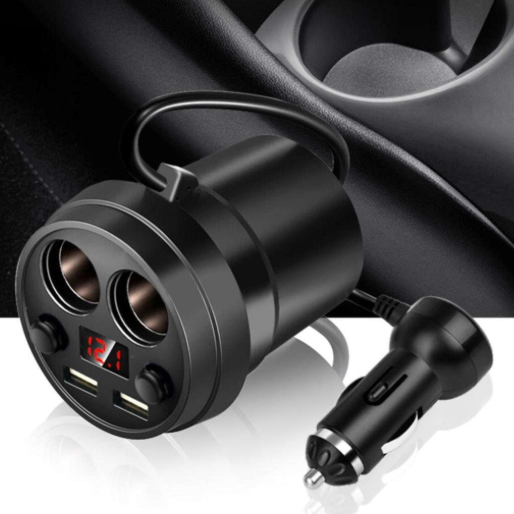Cup Dual USB Car Charger with Wire Multifunction Cigarette Lighter for Phone Tablet PC
