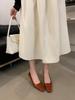 2025 Spring Women's Stiletto Single Shoes French Retro Style Plain Color Square Tail Casual Style French High Heels Women's Outer Wear