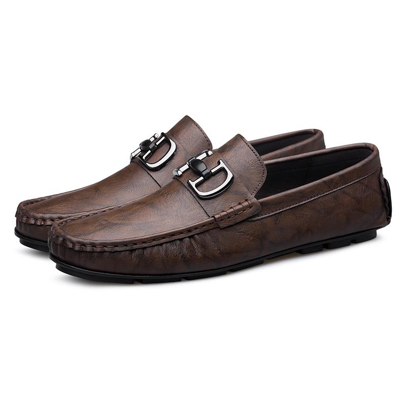 Fashion Slip-On Casual Shoes Men's Genuine Leather Loafers Comfortable Soft Sole Classic Driving Moccasins for Men Business Dress Shoes
