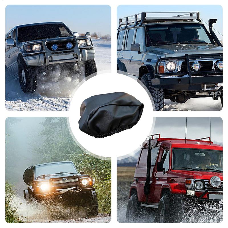 1PCS Durable Soft Waterproof Winch Dust Cover 3500lbs/17500lbs Car Electric Winch Protector Black Car Accessories