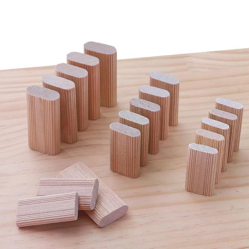 50Pcs Domino Solid Wood Tenon DIY Joinery Beech Wood Nail Cork Block Bolts Joinery Plugs Furniture Splicing Connectors
