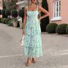 Elegant and Refined Floral Halter Cake Dress for Women's Spring and Summer