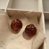 Round And Plump Resin Stud Earrings, Three-Dimensional Weaving, Retro Elegance, High-Grade Natural Light Luxury, Simple And Versatile Earrings.