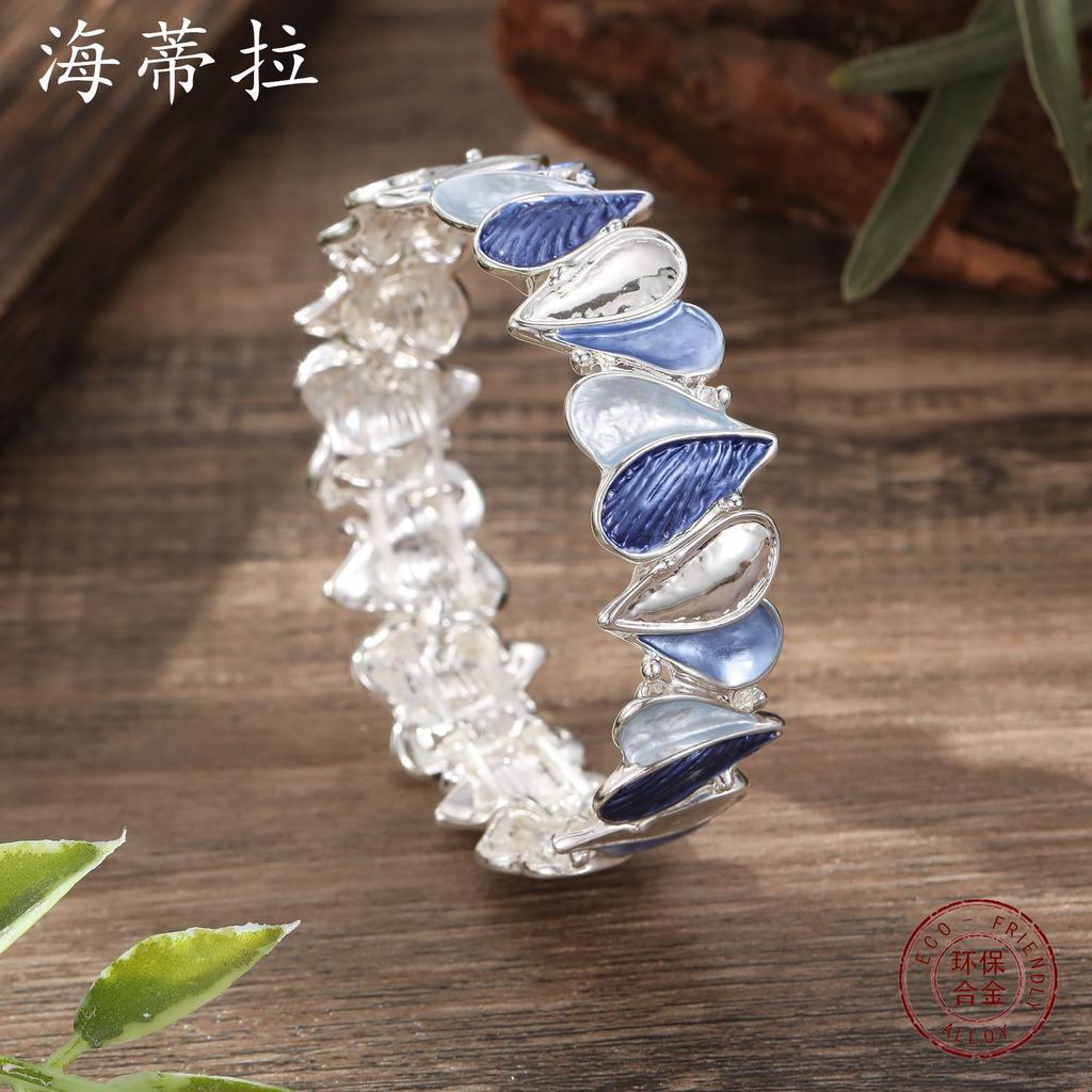 New color oil love elastic bracelet, women's versatile geometric line heart elastic bracelet