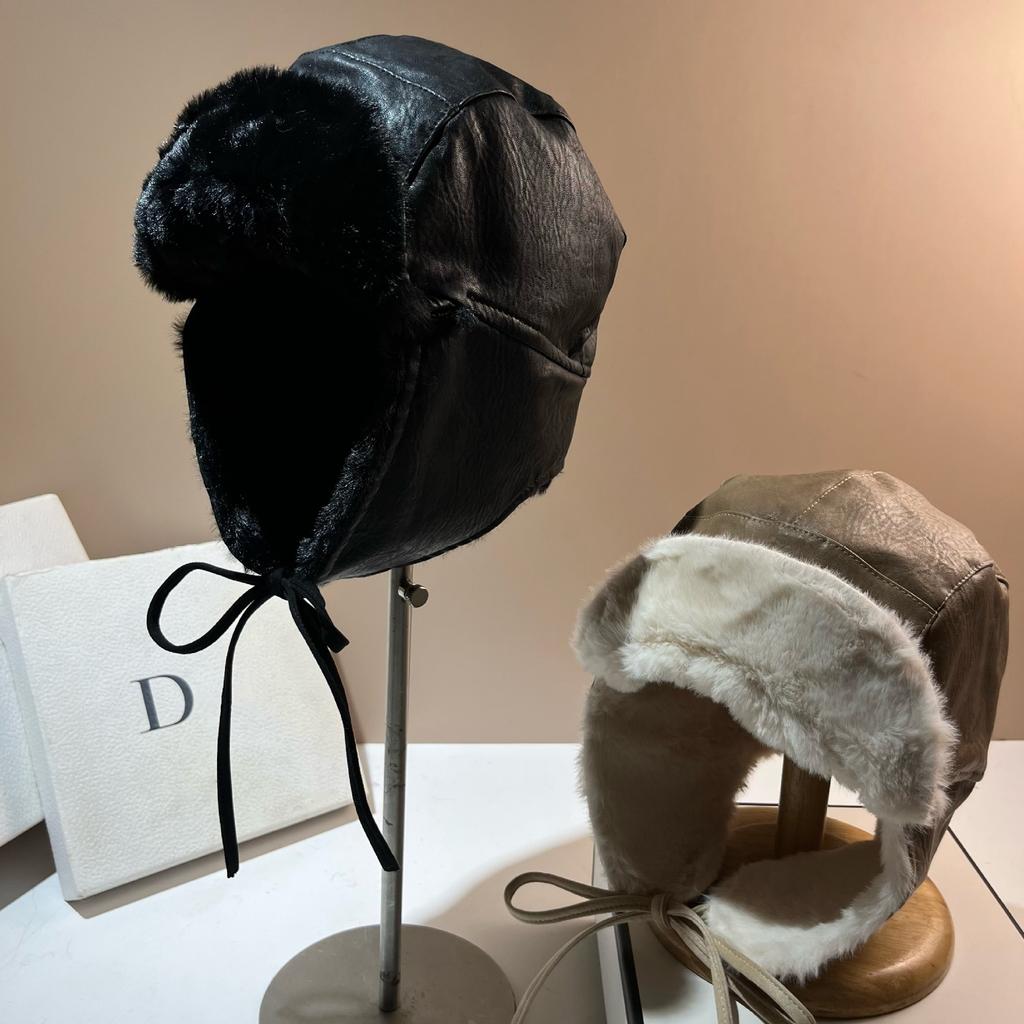 Winter Japanese Simulation Rabbit Velvet High-Quality Leather Leifeng Hat Northern Outdoor Riding Windproof Warm Ear Protector