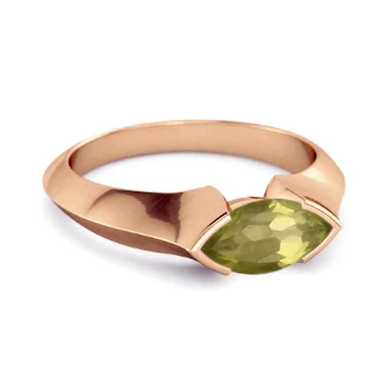 Δαχτυλίδι Σόλιτερ Περίδοτο Σχήμα Μαρκίζας - 925 Ασήμι 925 Επιχρυσωμένο με Ροζ Χρυσό