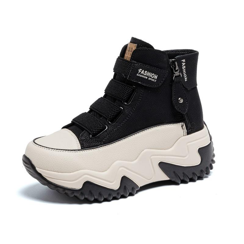 6773 inner height increase 7 leather dad shoes women, autumn new versatile thick-soled muffin casual