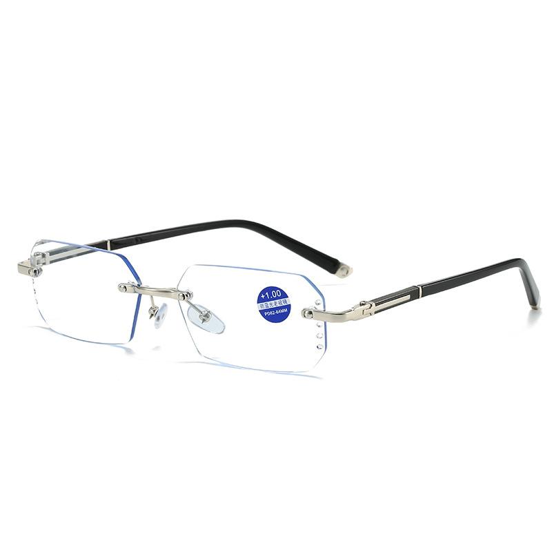Fashionable Frameless Cut Edge Reading Glasses, Photochromic Anti Blue Light Glasses, Men's and Women's Fashionable Glasses