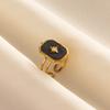 Balck Enamel Gold Plated Heart Fire Evil Eye Stainless Steel Ring Vintage Finger Jewelry Sun Moon Star Rings For Women Men Bague