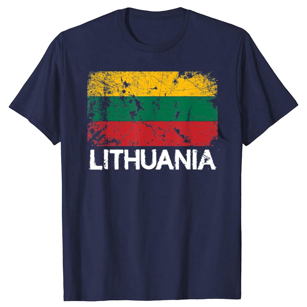 Lithuanian Flag Vintage Made In Lithuania T Shirts Streetwear Short Sleeve Birthday Gifts Summer Style T-shirt Mens Clothing