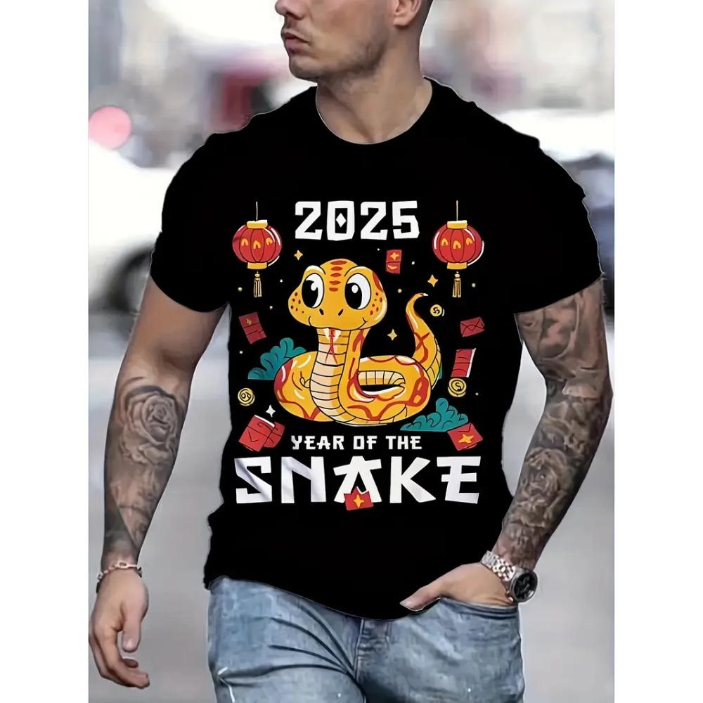 Chinese Year Of The Snake T-shirt Men Women Lunar New Year Trendy Tee Shirts 3D Printed Pattern Unisex Harajuku Tops
