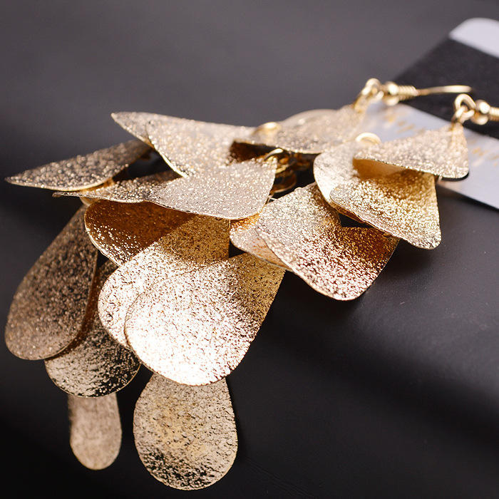 Women Simple Retro Earrings Scale Water Drop Design Eardrop Jewelry Ear Decoration