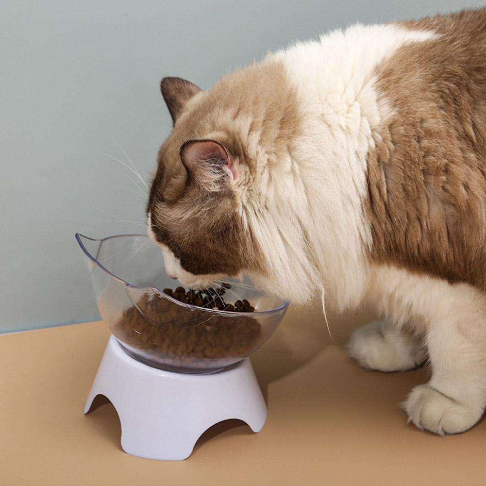 1PCS Elevated Cat Dog Bowl Transparent Plastic Pet Feeder Dish with Neck Protection Ergonomic High Raised Durable Accessories