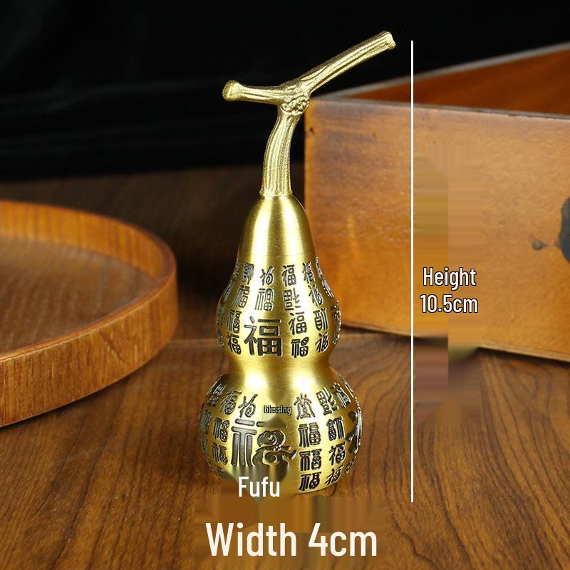 

Copper Gourd Desktop Ornament - Medium Size with Fu Character for Home or Study Decor