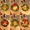 Flickering Christmas Wreath Door Hanging: Flower Ring Ornaments for Tree and Door Decor.