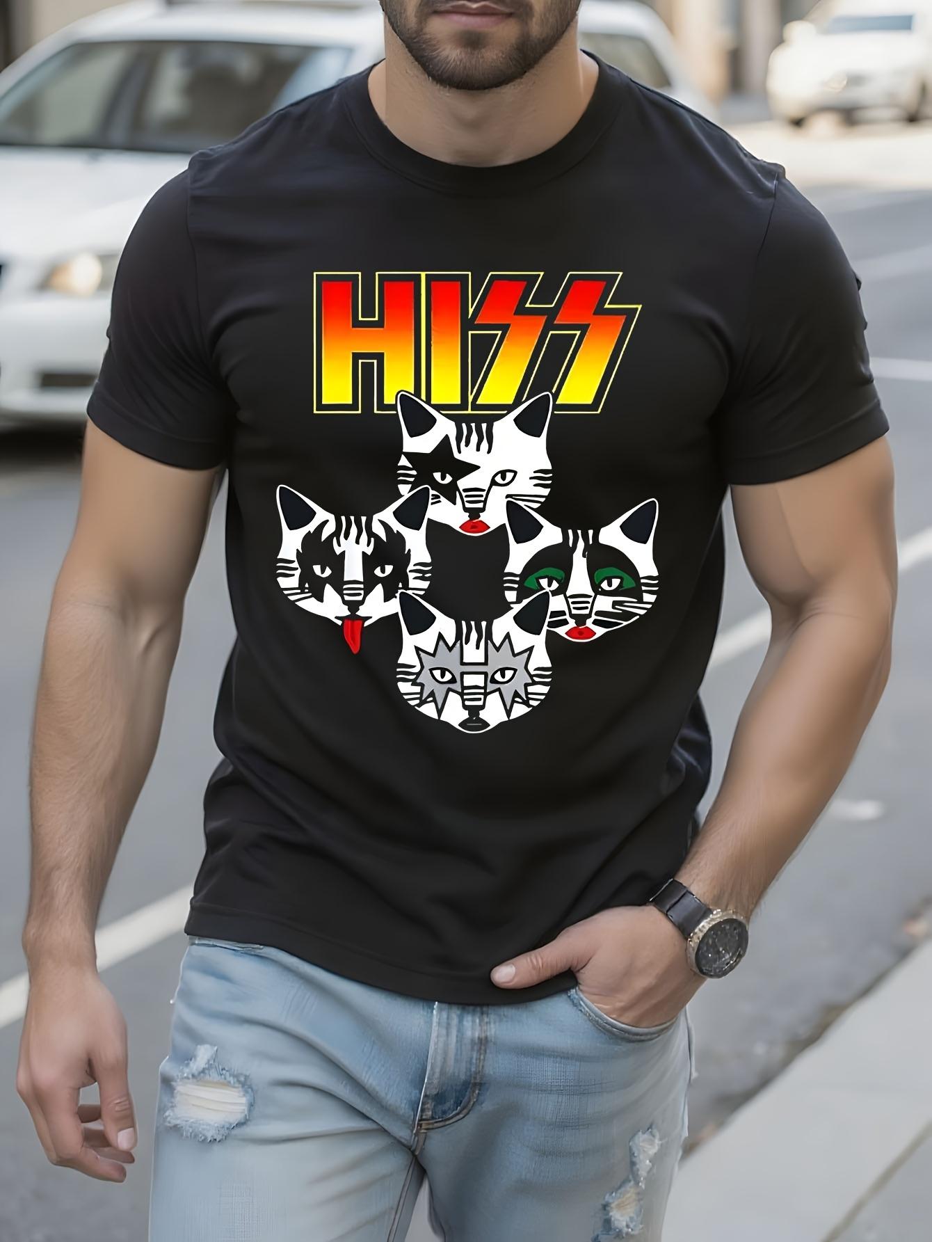 Heavyweight Cotton Tshirt - Black Band Cats Graphic Tee w... XL
