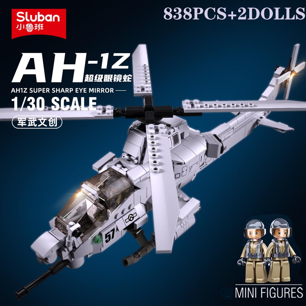 Non-Toxic 482Pcs Air Force Ah1Z Aircraft Plane Helicopter Building Blocks Military War Series Model Bricks With Figures Diy Toys For Kids