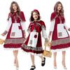 Set Costume Fiaba Cappuccetto Rosso Per Bambine e Adulti in Tessuto di Poliestere Per Cosplay e Feste a Tema