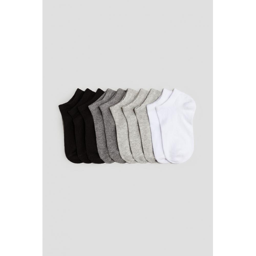 

H M 10 pack ankle socks set light grey melange