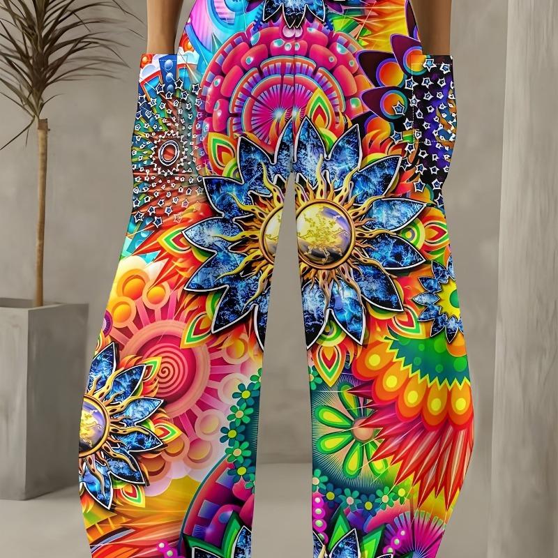 Women's Standard Size Fashion Trendy 3D printing oom Print Wide-Leg Pants,Comfortable and Suitable for All Seasons